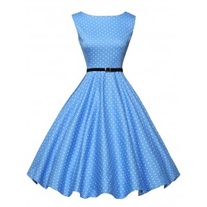 Sleeveless Vintage Tea Dress Belt Sleeveless Vintage Tea Dress Belt