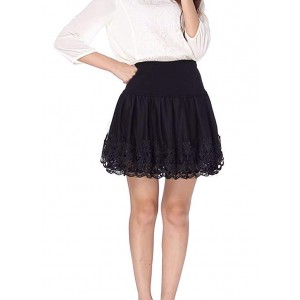 Women's Stretch High Waist Pleated Lace Tulle Tutu Casual Skirt