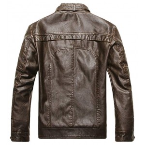 Men's Vintage Stand Collar Pu Leather Jacket