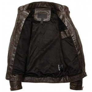 Men's Vintage Stand Collar Pu Leather Jacket