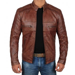 Lambskin Leather Distressed Motorcycle Jacket