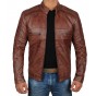 Lambskin Leather Distressed Motorcycle Jacket