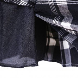 Women's Elastic Waist Tartan Pleated School Skirt