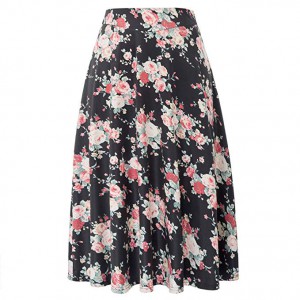 Stretchy Midi Skirt High Waist Jersey Skirt Women