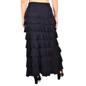 Women Waterfall 8 Tiered Boho Layered Maxi Skirt