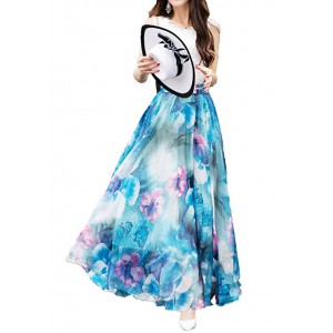 Women Full/Ankle Length Blending Chiffon Long Skirt Beach Skirt
