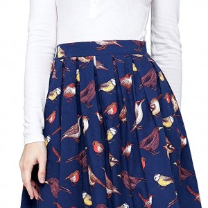 Women Pleated Vintage Skirts Floral Print 