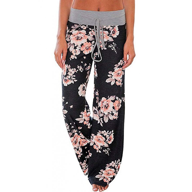 Women's Comfy Casual Pajama Pants Floral Print Drawstring Lounge Pants Wide Leg Women's Comfy Casual Pajama Pants Floral Print Drawstring Lounge Pants Wide Leg