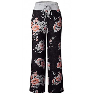 Women's Comfy Casual Pajama Pants Floral Print Drawstring Lounge Pants Wide Leg Women's Comfy Casual Pajama Pants Floral Print Drawstring Lounge Pants Wide Leg