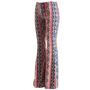 Womens Boho Comfy Stretchy Bell Bottom Flare Pants