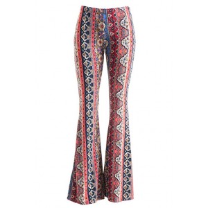 Womens Boho Comfy Stretchy Bell Bottom Flare Pants