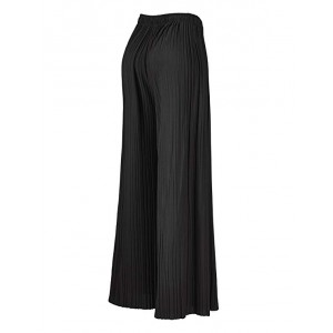 Womens Pleated Wide Leg Palazzo Pants With Elastic Band