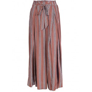 Women's Boho High Waist Split Stripe Wide Leg Pants