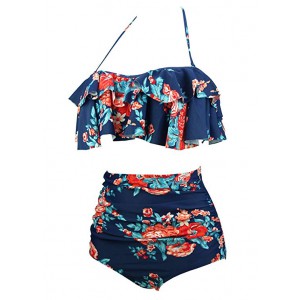 Women's Retro Boho Flounce High Waist Bikini Set Chic Swimsuit Women's Retro Boho Flounce High Waist Bikini Set Chic Swimsuit