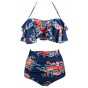 Women's Retro Boho Flounce High Waist Bikini Set Chic Swimsuit