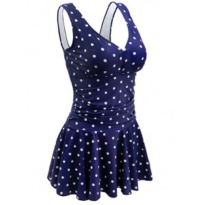 Women's Plus-Size Polka Dot Shaping Body One Piece Swim Dresses Swimsuits