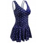 Women's Plus-Size Polka Dot Shaping Body One Piece Swim Dresses Swimsuits