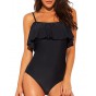 Womens Floral Print Swimsuit Flounce Off Shoulder one Piece Ruffles Beach Swimwear Bathing Suit